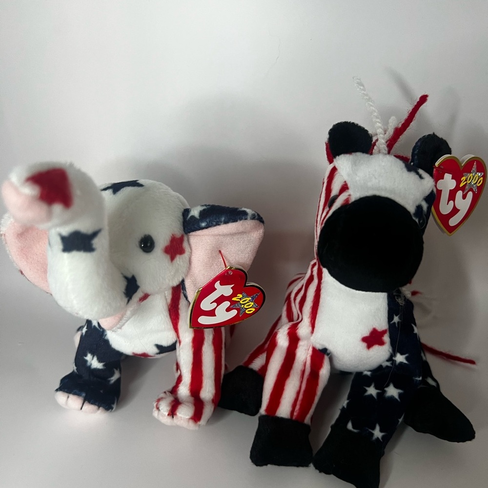 Retired 2000 Election Year TY Beanie Baby Bundle Lefty 2000 Righty 2000